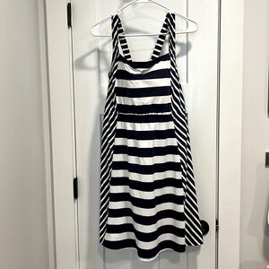 Lands' End Women's Swim Dress Sz 24 Striped Blue White Underwire Bra